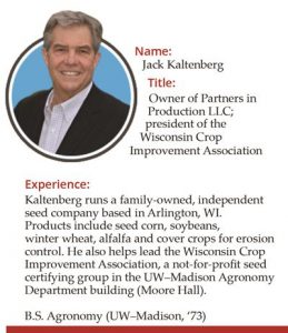 Image of Jack Kaltenberg, owner of Partners in Production LLC, BS Agronomy UW-Madison 1973