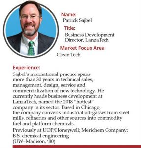Photo of Patrick Sajbel, business development director at LanzaTech, 30 years of experience in commercialization of new technology